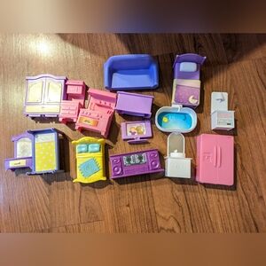 Doll House Furniture Lot Plastic Accessories Toys 15 Pieces